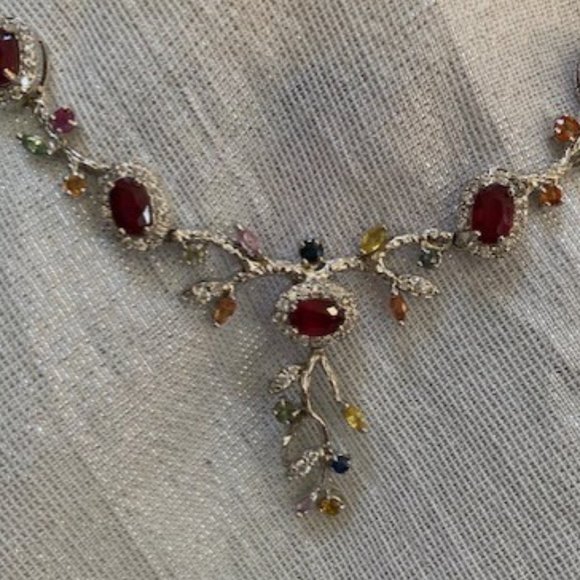 🌸🌟2 X HOST PICK 🌸🌟 NWT GENUINE Tourmaline 14K Gold & Silver Necklace 21 $795 - Picture 3 of 9